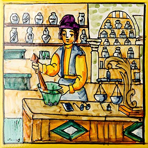 Azulejo pintado a mano con oficio de farmacéutico (15x15cm)