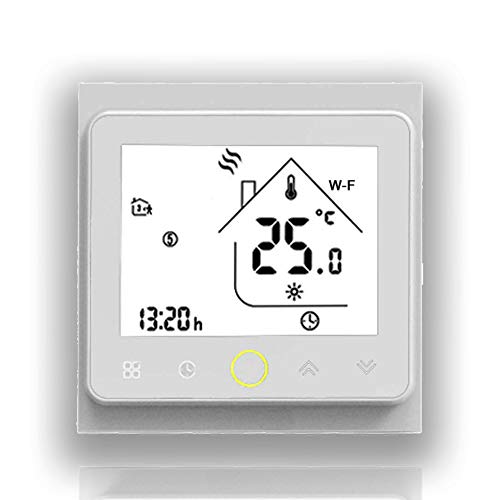 BECA 002 Serie 3 / 16A Pantalla táctil LCD Agua/Calefacción eléctrica/Caldera Termostato de control de programación inteligente con conexión WIFI (Calefacción eléctrica, Blanco completo)