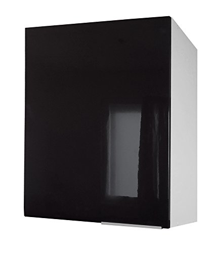 Berlenus CP6HN - Mueble bajo de Cocina con 1 Puerta (60 cm), Color Negro Brillante