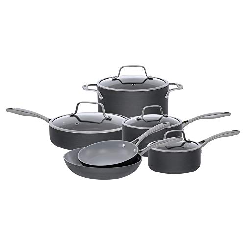Bialetti 10 Piece Ceramic Pro Hard Anodized Nonstick Cookware Set, Gray by Bialetti