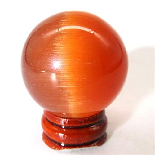 Bola de cristal Cristal 35-40mm glamour de la roca del ojo de gato de cuarzo esfera de la bola naranja tallado de cristal Esfera ecoración (Size : 35mm 40mm)