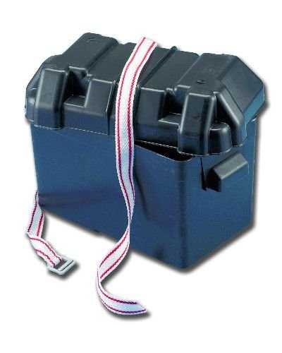 Caja para batería con tapa y correa de sujeción