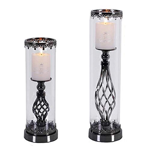 Candelabros Candelabro/candelabro Juego de 2 candelabros Negros Vintage Candelabros de luz de té Sala de Estar Hogar Decoración de lámpara romántica