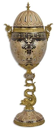 Casa Padrino jarrón Decorativo de Porcelana con Tapa Beige/Negro/latón 33,5 x 25 x A. 84,3 cm - Accesorios Decorativos en un Estilo Oriental