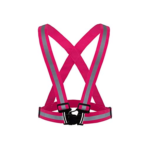 Chalecos de seguridad Cinturón elástico de seguridad chalecos de construcción de ropa Riding parte posterior de reflexión de la cinta andadora reflector de chalecos de seguridad Noche ( Color : Pink )