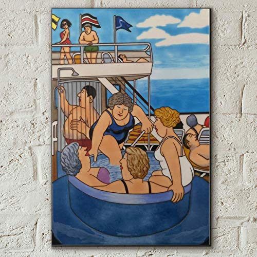 Crucero por Beryl Cook 8 x 12 decorativo azulejos de cerámica Art placa vacaciones crucero barco