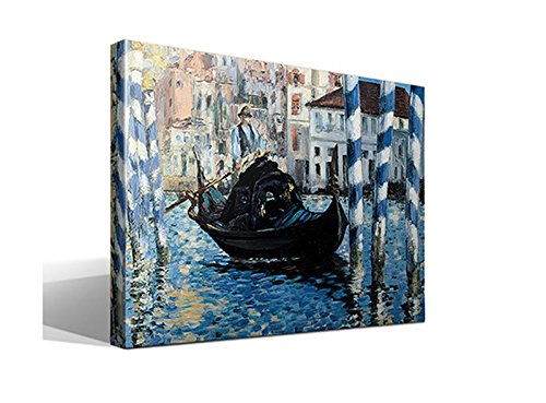 cuadrosfamosos.es Canvas Lienzo Bastidor Góndola en el Gran Canal de Venecia de Édouard Manet - 55 cm x 75 cm - Fabricado en España