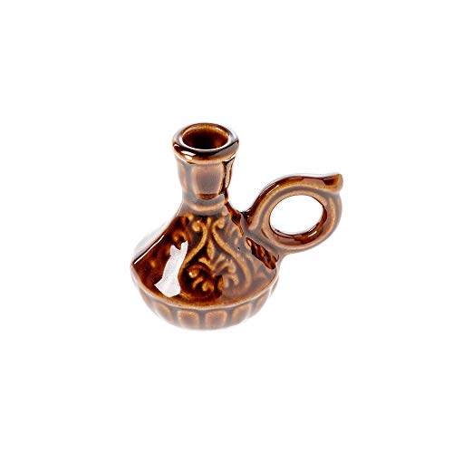 Danilovo Portavelas en forma de jarra de cerámica para velas finas, soporte ortopédico, ideal para velas de hasta 1,1 cm de diámetro (marrón)