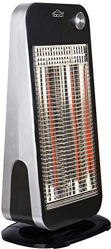 DCG Eltronic SA9849 - Calefactor (Calentador halógeno, Fibra de carbono, Interior, Piso, Negro, Plata, Giratorio)