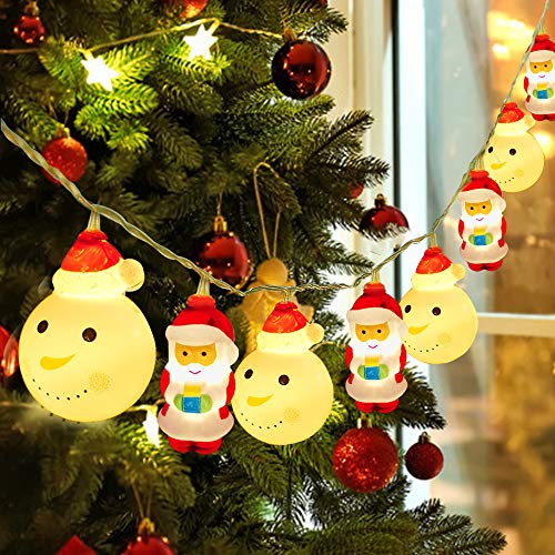 Decoraciones de Navidad Luces LED,3M 20LED Luces de Papá Noel Luces Decorativas para Jardines,Hogar, Boda,Fiesta de Navidad, con Pilas, Blanco Cálido