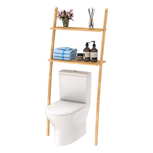 Estantería de baño, estantería para lavadora, ahorra espacio, de bambú, con 2 estantes, 173 x 66 x 25 cm, Marrón