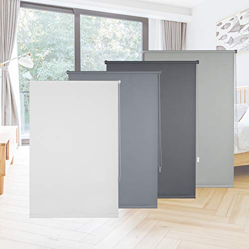 EUGAD Persiana Enrollable de Ducha para Ventana Dormitorio Oficina Estudio Aislamiento Decoración 120x160 cm(BxH) Color Blanco 0146JL