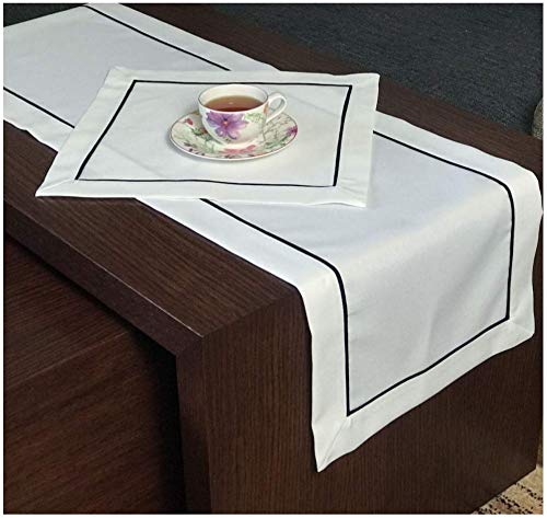 FK-Lampen Camino de mesa Art – Deco aspecto de lino, camino de mesa, tamaño + color a elegir, diseño superior (blanco, 40 x 200 cm)