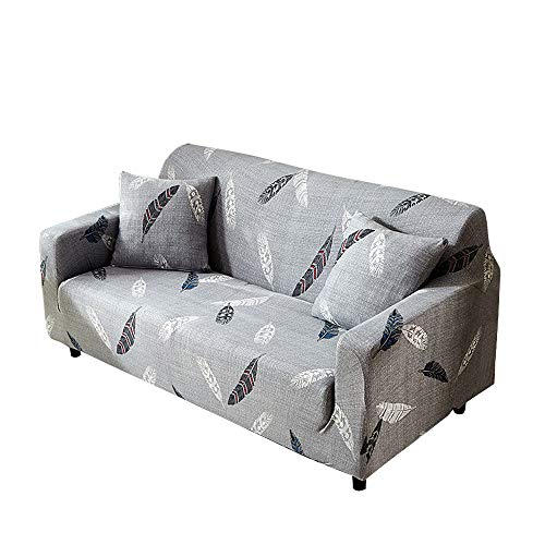 Funda para sofá con diseño moderno de 1/2/3/4 plazas, antideslizante, funda elástica para sofá y protector para mascotas, lona, pluma, 1-Seater Sofa Length 35-51In + 1pcs Free Pillowcas