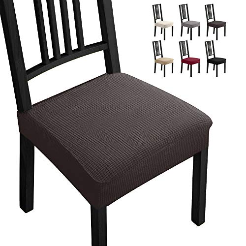Fundas para sillas Pack de 6 Fundas sillas Comedor Fundas elásticas, Fundas de Asiento para Silla,Diseño Jacquard Cubiertas de la sillas,Extraíbles y Lavables-Decor Restaurante (Paquete de 6,Marrón)-B