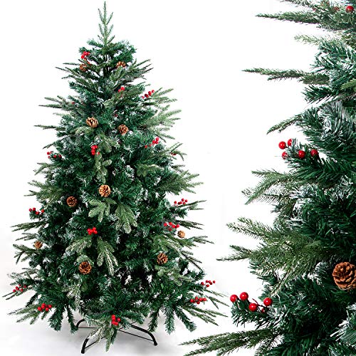 Gotoll Árbol de Navidad Artificial de Pino 150cm,1088 Ramas con Soporte Metálico Árbol Navideña de PVC Abeto Decoración Navideña Decoración Navideña en Interiores y Exteriores(Verde)