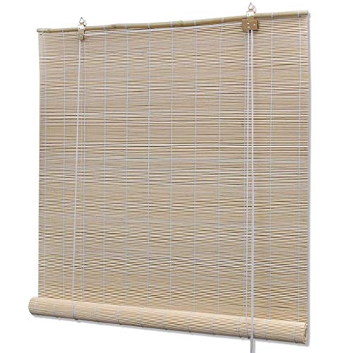 GOTOTOP Persiana Enrollable de bambú, Estores de Ventana para Interiores 120 x 220 cm, Beige