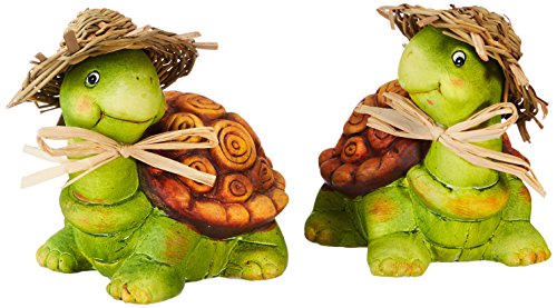 HEITMANN DECO Keramik-Schildkröten - Dekofiguren - Deko für Haus, Garten und Teich - Bunt bemalt, 2er-Set