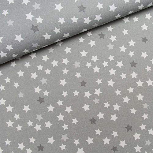 Herz Stoffe Österreich Tela de algodón de alta calidad de 0,5 m con bonitas estrellas en color gris, no se vende por metros, digital, tela para niñas