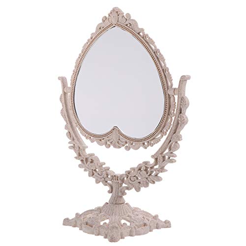 Homoyoyo Espejo de Maquillaje Antiguo Vintage Espejo de Tocador de Sobremesa Espejo Decorativo de Doble Cara Espejo de Maquillaje de Estilo Europeo Espejo de Decoración de Escritorio para