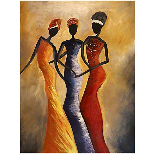 HSFFBHFBH Lámina artística Cuadro de Retrato de Mujer Africana Vintage Pintura sobre Lienzo Carteles e Impresiones Lienzo Imagen de Pared de Arte para Sala de Estar 40x50cm (15.7"x19.7) Sin Marco