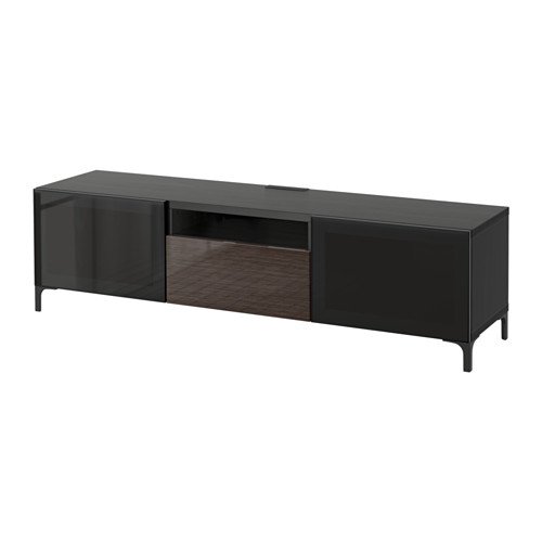 IKEA 12202.20817.1434 - Mueble de televisión (cristal ahumado, color marrón y negro), color marrón