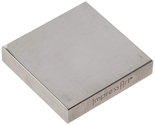 ImpressArt, Bloque de banco de acero sólido con pies de goma, 2 x 2 pulgadas, bloque de banco para joyas, para estampar, moldear, perseguir y aplanar metales