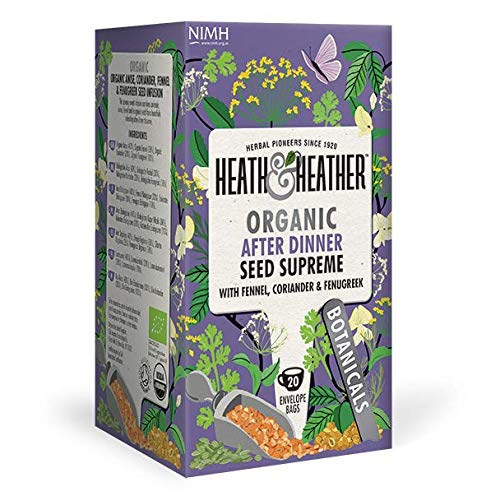 Infusión digestiva orgánica Heath & Heather con semillas de hinojo y cilantro sin cafeína - 1 x 20 bolsitas de té (30 gramos)