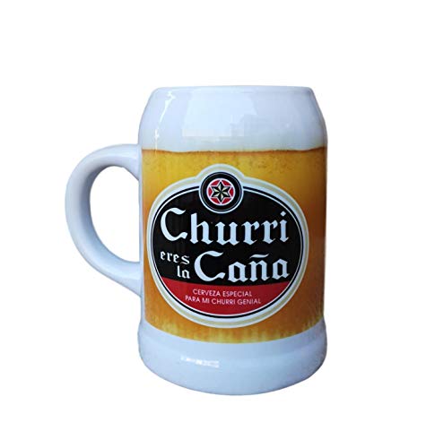 Jarra DE Ceramica Frase : CHURRI Eres LA CAÑA Cerveza Especial para MI CHURRI Genial Regalo Pareja Regalo San Valentin