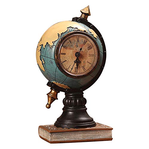 Jinclonder, Vintage Globe, decoración de Reloj, decoración de Resina, para Sala de Estar en el hogar/Mueble de TV Vestíbulo/Oficina/Escritorio Ornamento/Entrada/Mesa/Escritorio