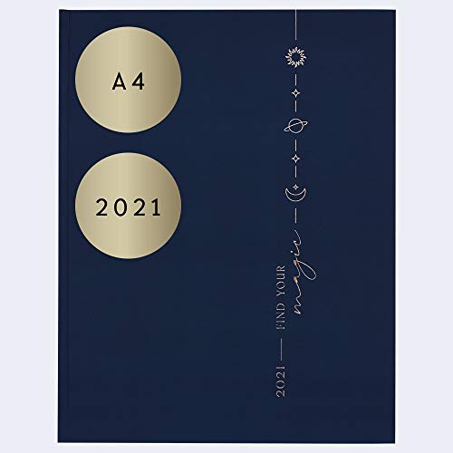 JO & JUDY - Calendario "Find you magic" 2021 en color azul con relieve dorado de lámina de 30 cm x 23 cm.