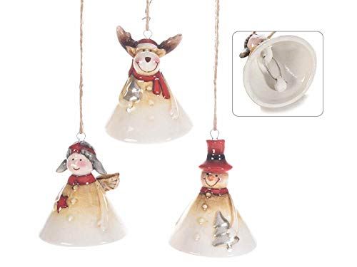 Juego de 9 campanas navideñas de cerámica para colgar, figuras surtidas para colgar para el árbol de Navidad y la casa.