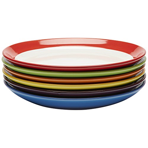 Juego de platos de ceramica de colores - Vajillas de colores - Set de platos - Vajilla platos colores - Set platos llanos 6 piezas - 28cm