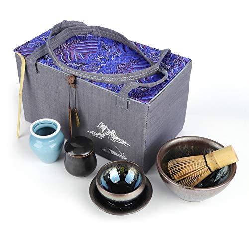 Juego de té japonés Matcha, juego de caja de regalo de té Matcha, batidor de matcha, cuchara tradicional, cuenco de Matcha, soporte de batidor de cerámica, carrito de Matcha, para ceremonia(Tipo 2)