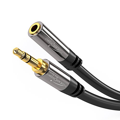 KabelDirekt – 2m Cable de Extensión 3,5mm Jack (Cable Aux, Audio Estéreo, Conector 3,5mm Macho a Conector 3,5mm Hembra, para Extender Cables de Auriculares), Pro Series