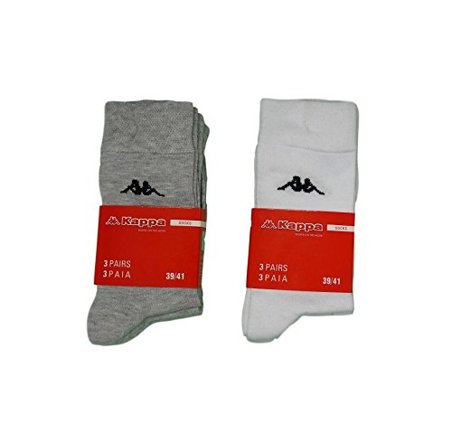 Kappa - 6 pares de calcetines cortos unisex - Art. K546 de algodón. Disponible en los colores blanco, negro, azul y gris. Bianco 45/47