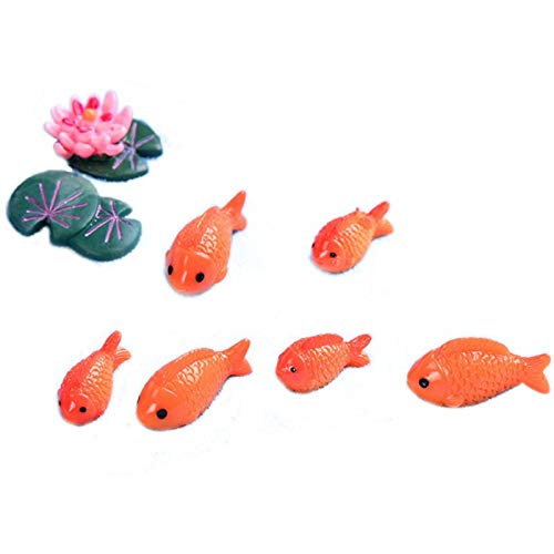 Katigan 8Pzs / Lote Figuras Miniatura De Pez Rojo Hada Decorativa Animales De Jardin Ornamentos De Micro-Paisaje De Musgo Juguete De Resina para Bebe
