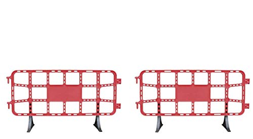 Kit 2 vallas plástico obra de 2 metros rojas. Valla contención peatonal roja