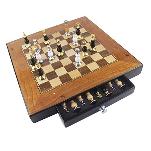 KK Zachary Ajedrez de metal de la decoración de la habitación de ajedrez, tablero de madera ajedrez, decoración del hogar, ajedrez marrón (400 x 400 x 45 mm)