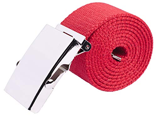 Kongs - Cinturón de tela de gran tamaño para mujer, hebilla de metal, color rojo rojo 170