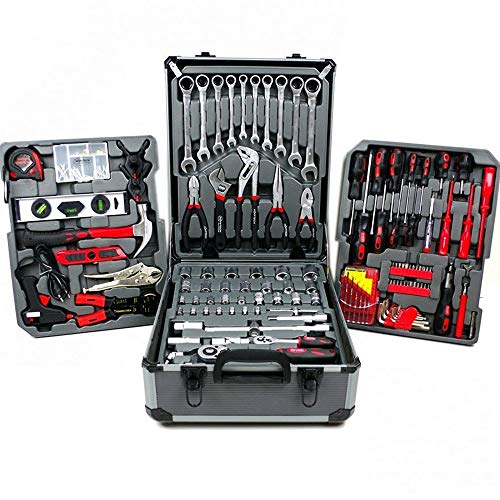 KRAFT WORLD Maletín de herramientas con ruedas para herramientas profesional, 4 niveles, mango telescópico, maletín de aluminio