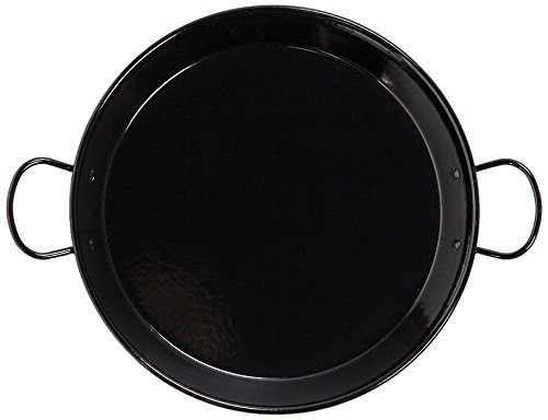 La Valenciana - Paella de Acero esmaltado (30 cm, Apta para inducción, Asas de cerámica), Color Negro