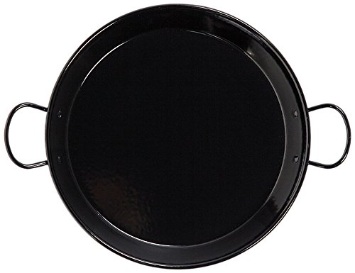La Valenciana - Paella de Acero esmaltado (38 cm, Apta para inducción, Asas de cerámica), Color Negro