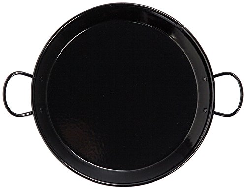 La Valenciana - Paellera (34 cm, Acero Inoxidable, esmaltado, con 2 Asas de cerámica, compatibles con Placa de inducción), Color Negro