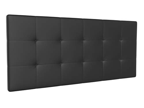 LA WEB DEL COLCHON - Cabecero tapizado Corfú para Cama de 135 (145 x 70 cms) Negro | Cama Juvenil | Cama Matrimonio | Cabezal Cama |
