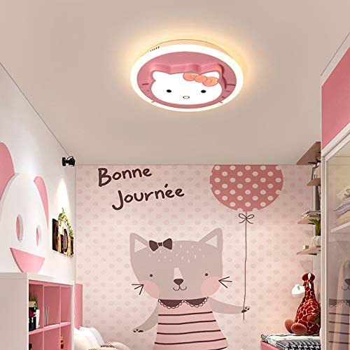 Lámpara De Techo Kitty Cat Lamp Girl Princess Room Pink Cartoon Protección Para Los Ojos Habitación Para Niños Kindergarten Modern Minimalist Decorative Lamp