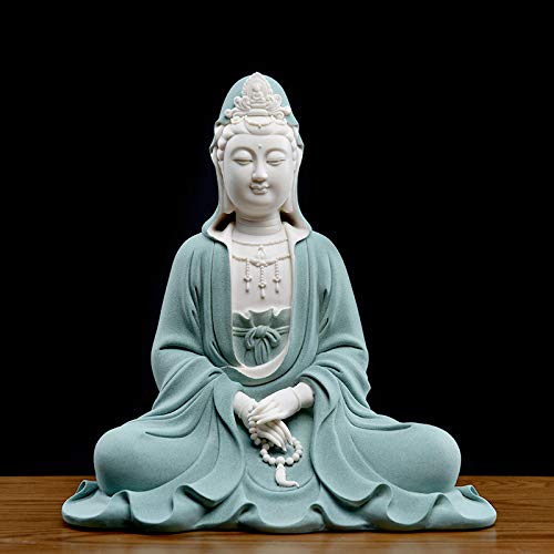 LKXZYX Decorativos Figuras Salon candelabros de Jardin Exterior Miniatura,Bodhisattva Buda Decoración Dehua Escultura de Porcelana Blanca