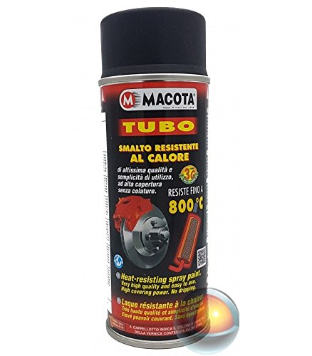 Macota - Pintura en aerosol para frenos, silenciadores, pinzas, resistente a altas temperaturas, de 400 ml, en color negro