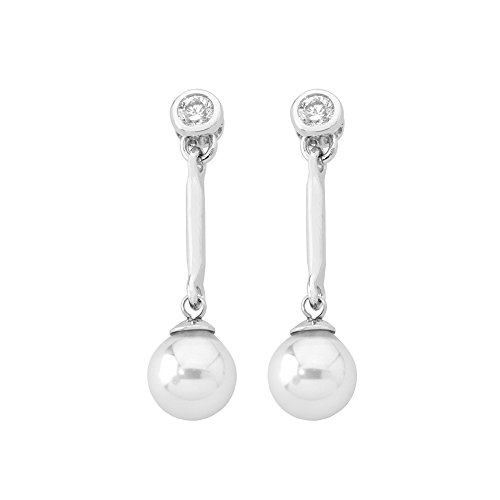 Majorica - Pendientes, perlas y circonitas blancas redondas 10 mm