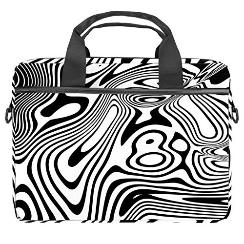 Maletín para portátil con asa de 13,4 a 14,5 pulgadas, diseño abstracto, color negro y blanco